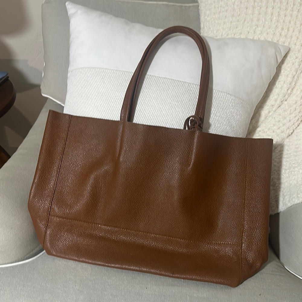 Classic Brown Leather Tote Bag - Women's Carryall